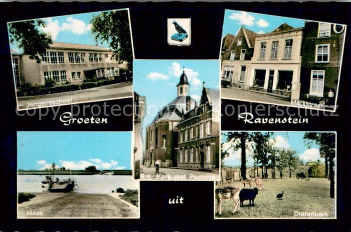 Ravenstein Niederlande Jongensschool Mass Kerk met Pastorie Markstraat Dierenpar – Ansichtskarte Breda