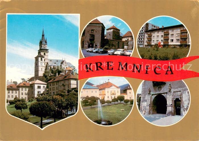 Kremnica Stadtansichten Kirche Platz Torbogen – Ansichtskarte