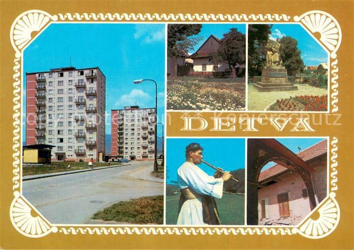 Detva Cast noveho sidliska ulica Obrancov mieru Ludova architektura Partizanska – Ansichtskarte