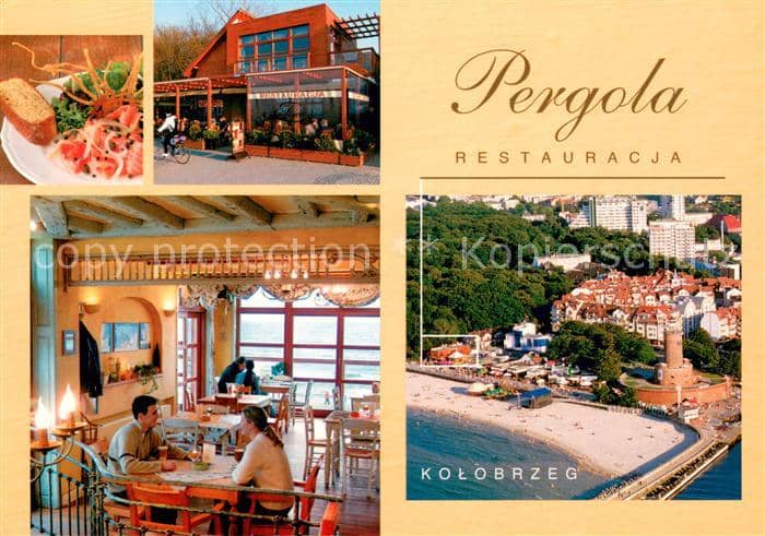 Kolobrzeg Polen Pergola Restauracja Gaststube Fliegeraufnahme – بطاقة مصوّرة