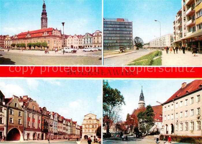 Boleslawiec Bunzlau Ratusz Ulica Adama AsnykaZabytkowe kamieniczki w Rynku Plac – بطاقة مصوّرة
