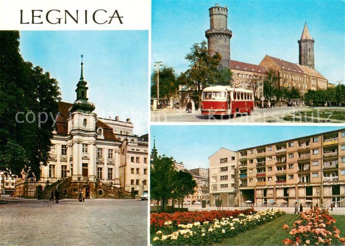 Legnica Ratusz obecnie Miejski Dom Kultury Zamek piastowski Ulica J Rosenbergow – بطاقة مصوّرة