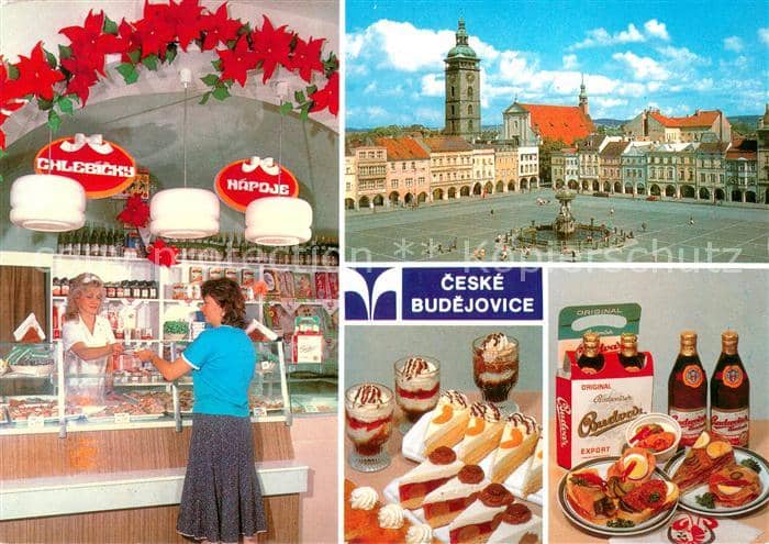 Ceske Budejovice Lahudkarstvi U Raka Zizkovo namesti s Cernou vezi – Ansichtskarte