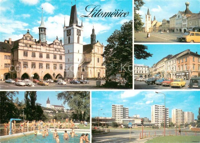 Litomerice Leitmeritz Nordboehmen Motive Innenstadt Freibad Hochhaeuser – Ansichtskarte