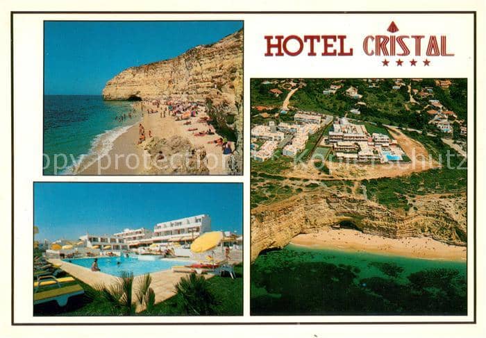 Carvoeiro Hotel Cristal Swimming Pool Strand Fliegeraufnahme – Ansichtskarte