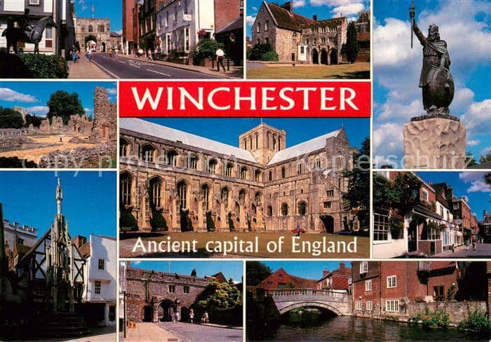 Winchester High Street and West Gate The Deanery King Alfred Wolvesey Castle The – Ansichtskarte Winchester