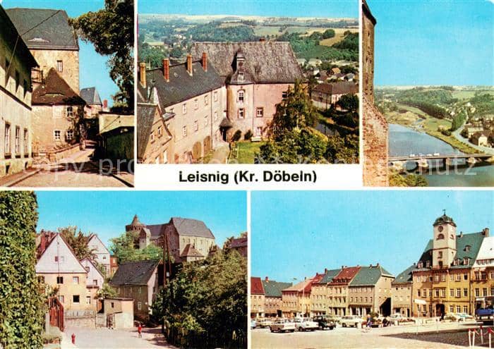 Leisnig Sachsen Burg Mildenstein Bergfried Altan Malerwinkel Markt – Ansichtskarte Leisnig