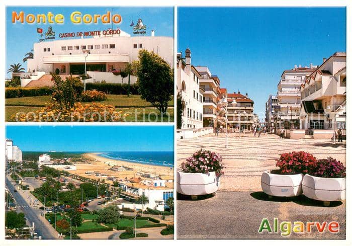 Monte Gordo Casino Motiv Stadtzentrum Fliegeraufnahme – Ansichtskarte