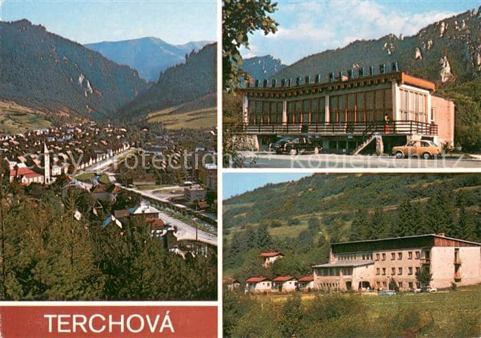 Terchova Pohlad na obec Zbojnicka pivnicia Hotel Janosik – Ansichtskarte