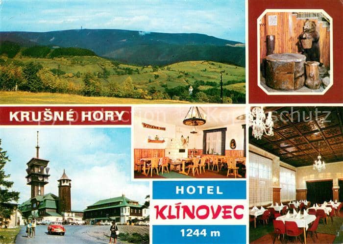 Klinovec Berghotel Restaurant Aussichtsturm Landschaftspanorama Erzgebirge – Ansichtskarte