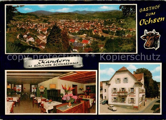 Kandern Baden BW Panorama Gasthof Ochsen Gaststube – Ansichtskarte Kandern