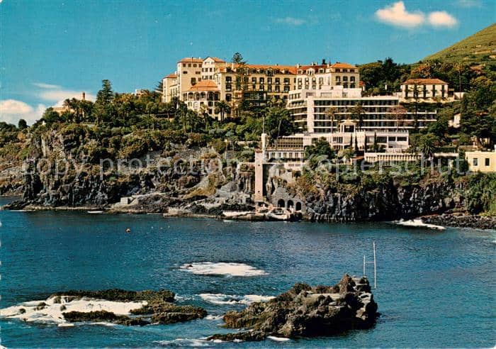 Madeira Portugal Hotel Reid s Ansicht vom Meer aus – Ansichtskarte