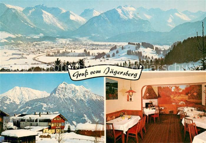 OBERSTDORF Bayern Panorama Hotel Pension Berggasthof Jaegersberg Gaststube – Ansichtskarte Oberstdorf