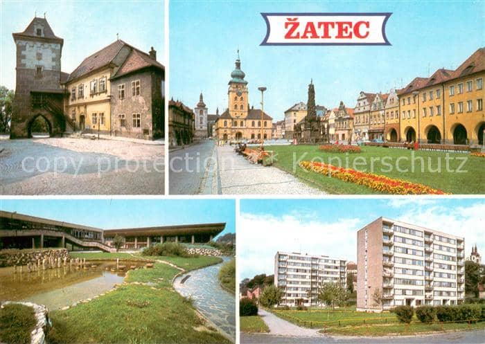 Zatec Priestertor Platz Innenstadt Haus Moskau Neubausiedlung – Ansichtskarte