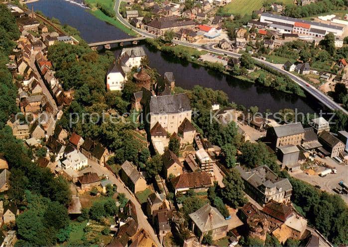 Leisnig Sachsen Burg Mildenstein Fliegeraufnahme – Ansichtskarte Leisnig