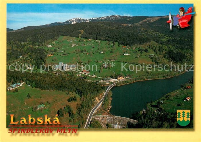 Spindleruv Mlyn Spindlermuehle Labska Stausee Fliegeraufnahme – Καρτ ποστάλ