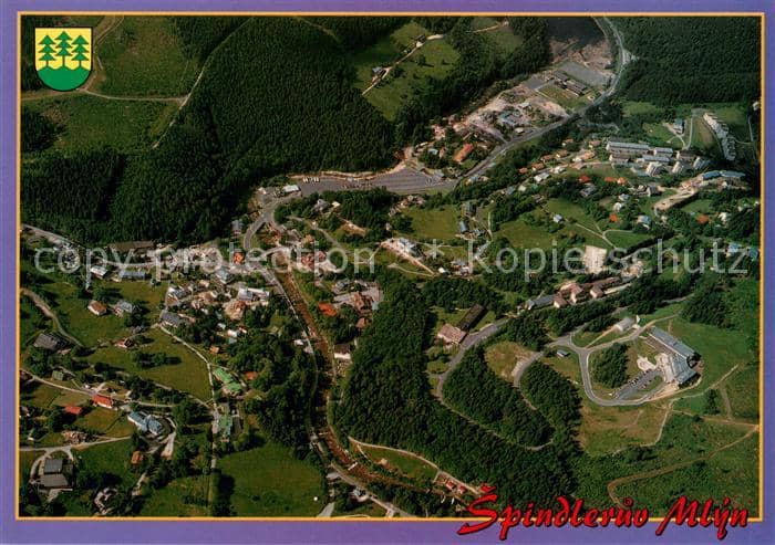 Spindleruv Mlyn Spindlermuehle Stadtzentrum Fliegeraufnahme – Καρτ ποστάλ