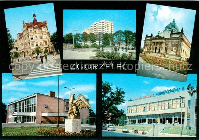 Zgorzelec Rathaus Wohnsiedlung Hochhaeuser Kulturzentrum Bahnhof Kaufhaus – بطاقة مصوّرة