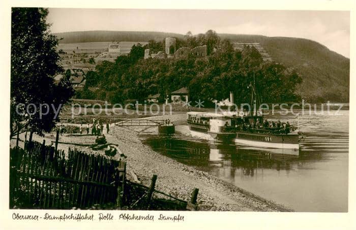 Polle Oberweser Holzminden Niedersachsen Oberweser Dampfschiffahrt Abfahrender D – Ansichtskarte Polle