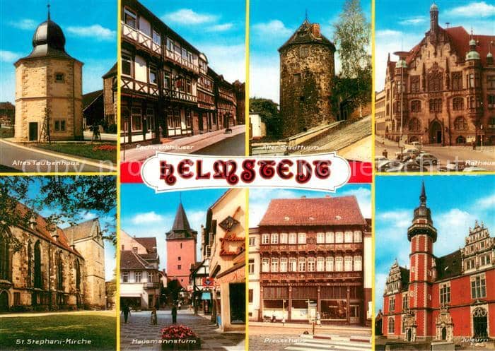 Helmstedt Niedersachsen Altes Taubenhaus Fachwerkhaeuser Alter Stadtturm Rathaus – Ansichtskarte Helmstedt