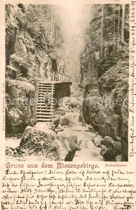 Schreiberhau Niederschlesien Die Zackenklamm – بطاقة مصوّرة