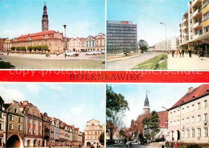 Boleslawiec Bunzlau Ratusz Ulica Adama Asnyka Zabytkowe kamieniczki w Rynku Plac – بطاقة مصوّرة
