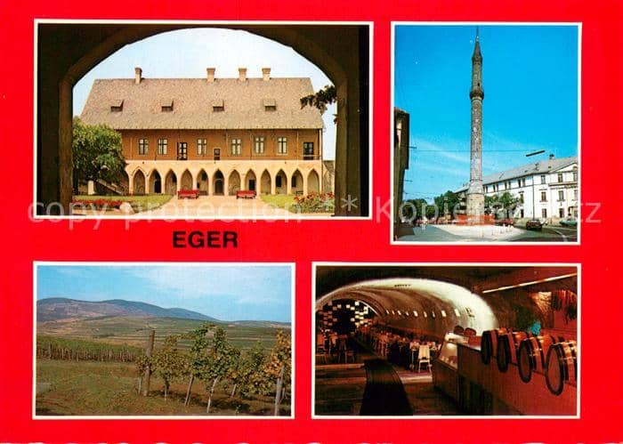 Eger Cheb Tschechien Weingut Weinkeller Reben Minarett – Ansichtskarte