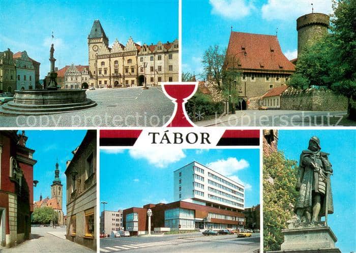 Tabor Czechia Brunnen Rathaus Stadttor Kirche Statue – Ansichtskarte
