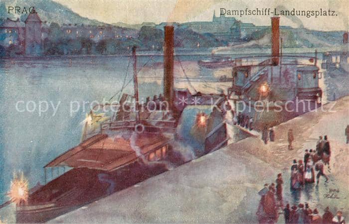Praha Prahy Prague Dampfschiff Landungsplatz – Ansichtskarte