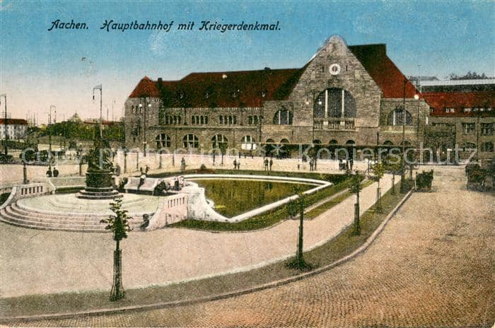 AACHEN NRW Hauptbahnhof mit Kriegerdenkmal – Ansichtskarte Aachen