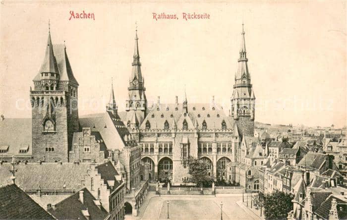 AACHEN NRW Rathaus Rueckseite – Ansichtskarte Aachen