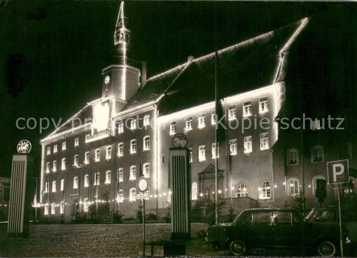 Rosswein Sachsen Schul- und Heimatfest Nachtaufnahme – Ansichtskarte Rosswein