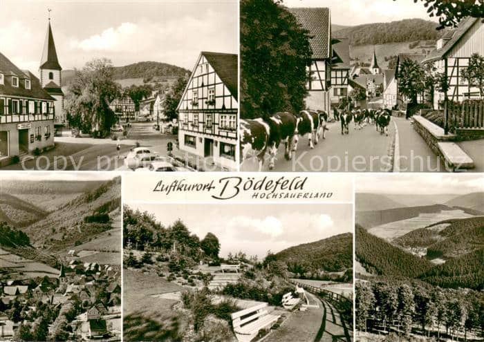 Boedefeld Schmallenberg Hochsauerlandkreis NRW Ortsansichten Kirche Viehtrieb La – Ansichtskarte Schmallenberg