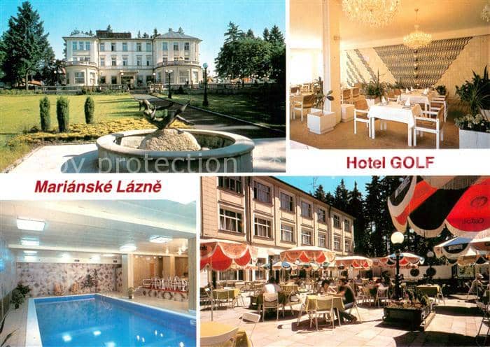 Marianske Lazne Hotel Golf Restaurant Terrasse Parkanlagen Hallenbad – Ansichtskarte