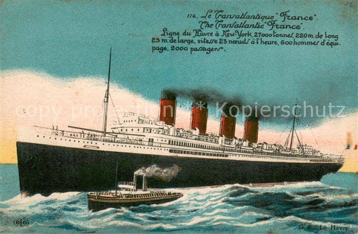 Dampfer Oceanliner Le Transatlantique France – Ansichtskarte