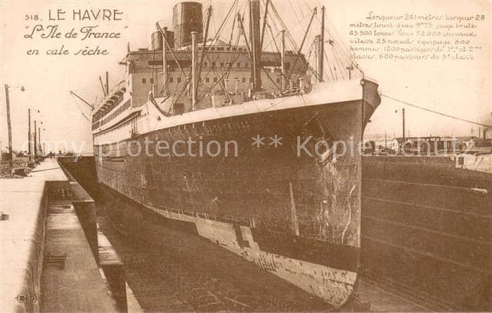 Dampfer Oceanliner Le Havre L ile de France – Ansichtskarte