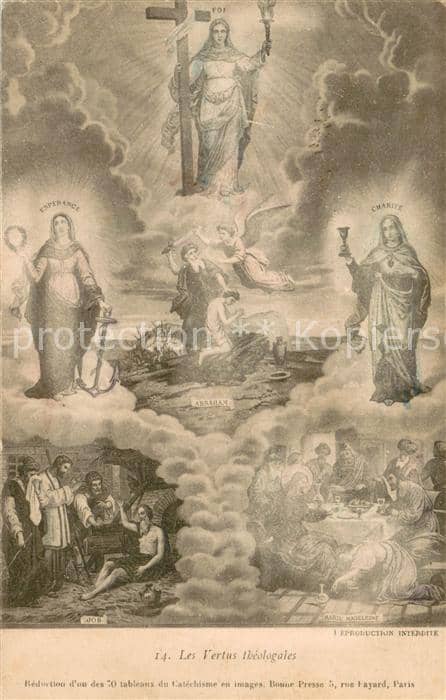 Religion Les Vertus tbeologales – Ansichtskarte