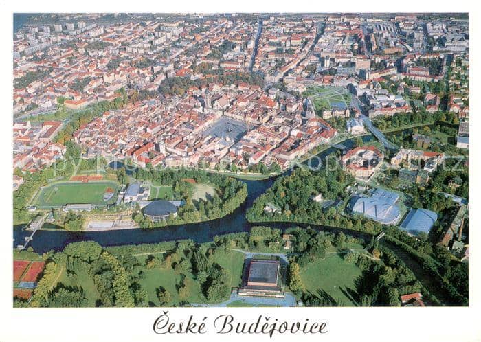 Ceske Budejovice Centralni cast mesta s historickou casti Fliegeraufnahme – Ansichtskarte