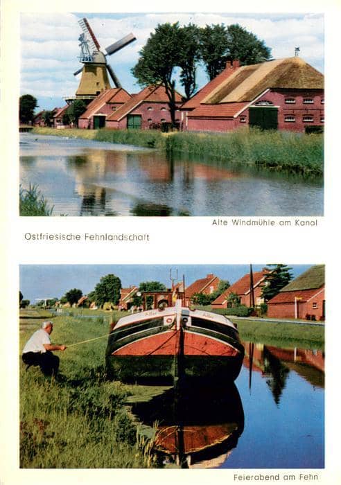 Ostfriesland Ostfriesische Fehnlandschaft Alte Windm – Ansichtskarte