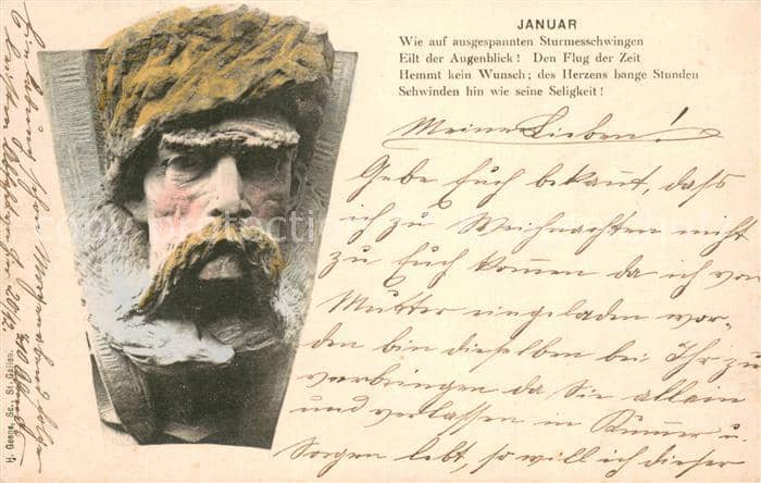 Gedicht auf AK Januar H.Geene – Ansichtskarte