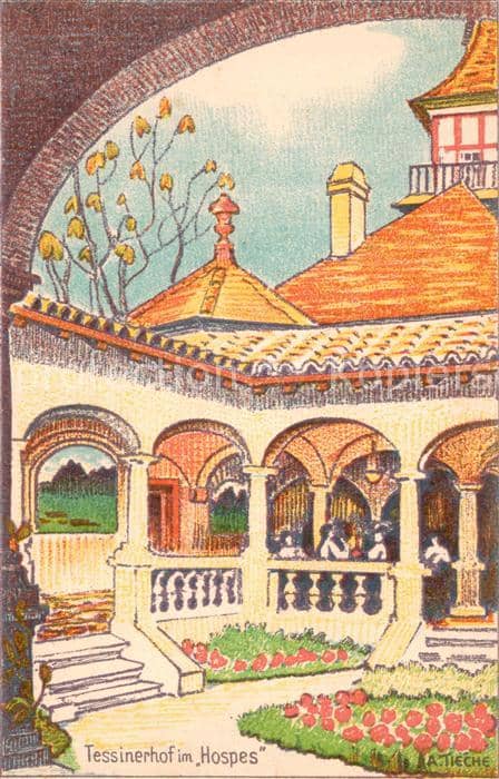 Landesausstellung Bern 1914 Tessinerhof im Hospes – Ansichtskarte