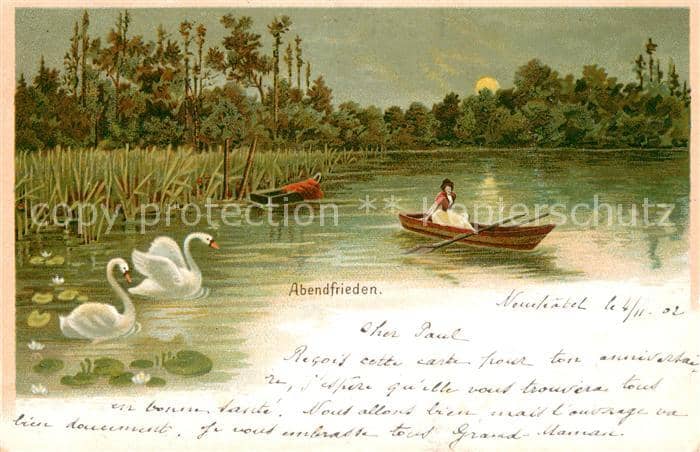 Schwan Abendfrieden – Ansichtskarte