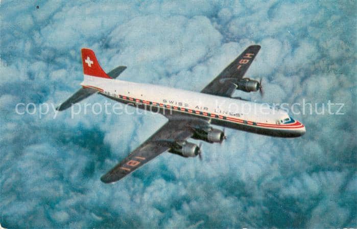Flugzeuge Zivil Swiss Air Lines Transatlantic DC-6 B – Ansichtskarte