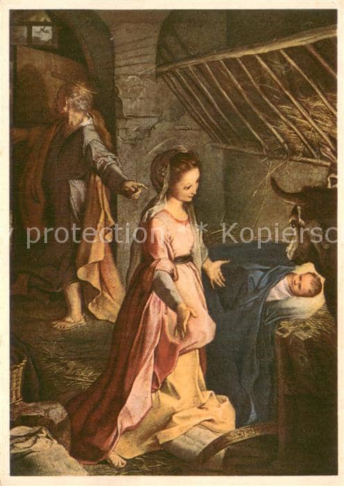 Krippe Weihnachten Jesus in Krippe – Ansichtskarte