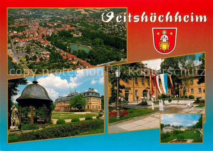 Veitshoechheim Wuerzburg Bayern Luftbild Schloss Pavillon Parkanlagen – Ansichtskarte Veitshöchheim