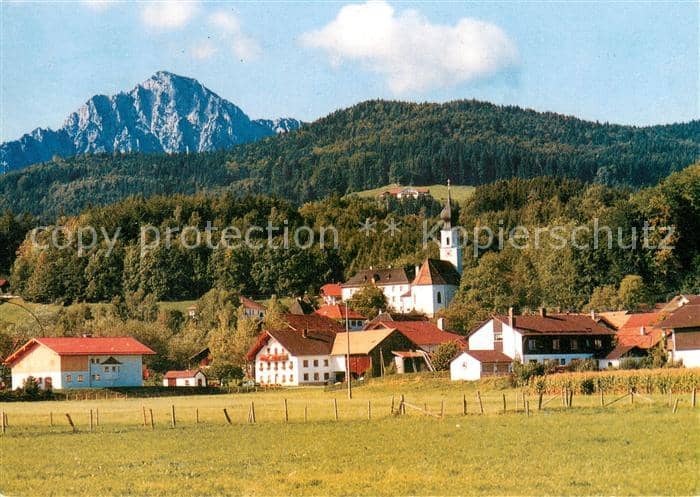 Ainring Berchtesgaden Bayern Ortsansicht mit Kirche Alpen – Ansichtskarte Ainring