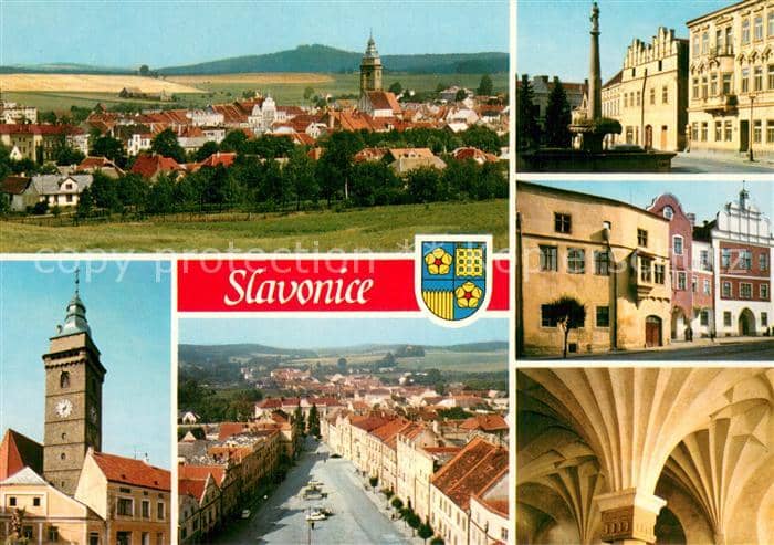 Slavonice Zlabings Panorama Teilansichten – Ansichtskarte