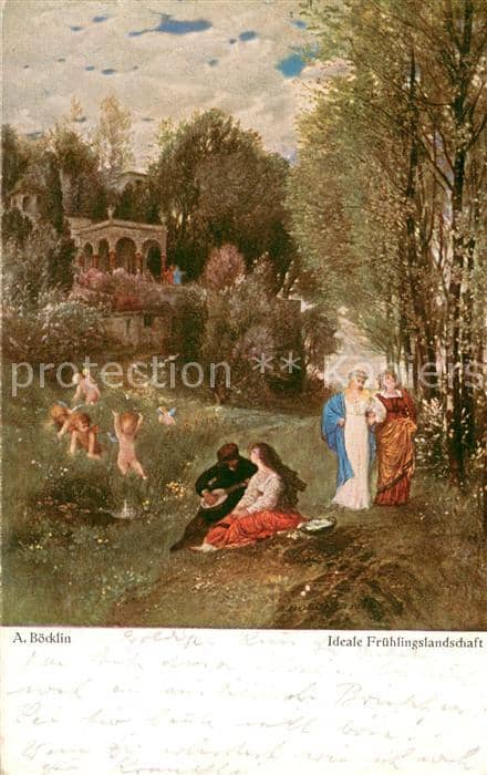 Boecklin Arnold Boecklin Ideale Fruehlingslandschaft – Ansichtskarte