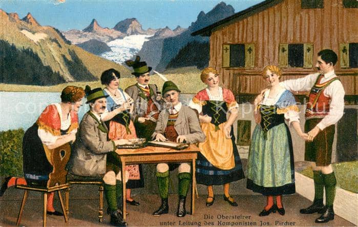 Hackbrett Zither Die Obersteirer unter Leitung des Komponisten Jos Pircher – Ansichtskarte