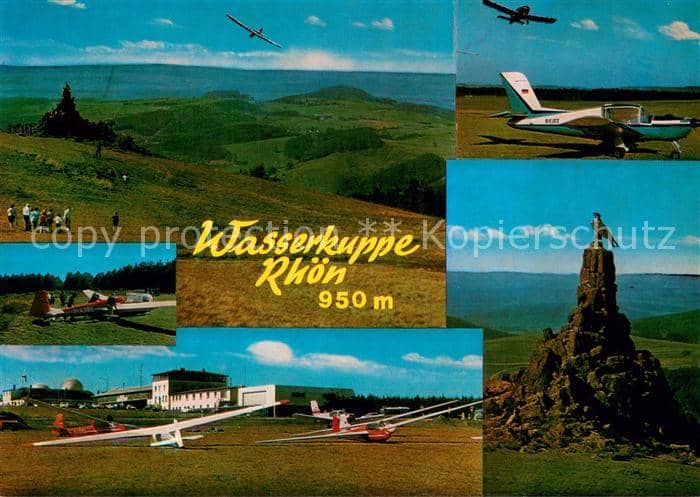 Segelflug Gliding Vol-Voile Vuolo-a-Vela Volo-a-Vela-- Wasserkuppe Rhoen 950m – Ansichtskarte